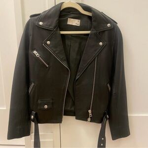 Wilfred Black Leather Moto Jacket